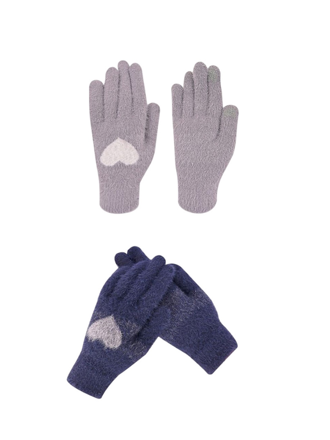 

LOOM LEGACY Women Patterned Acrylic Touchscreen Gloves, Blue