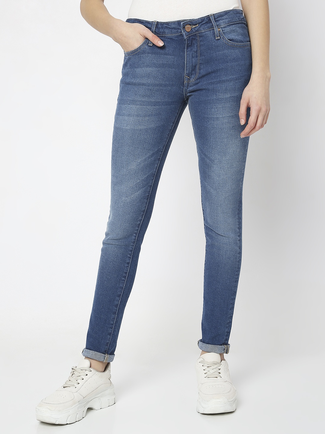 

SPYKAR Women Mid-Rise Skinny Fit Jeans, Blue