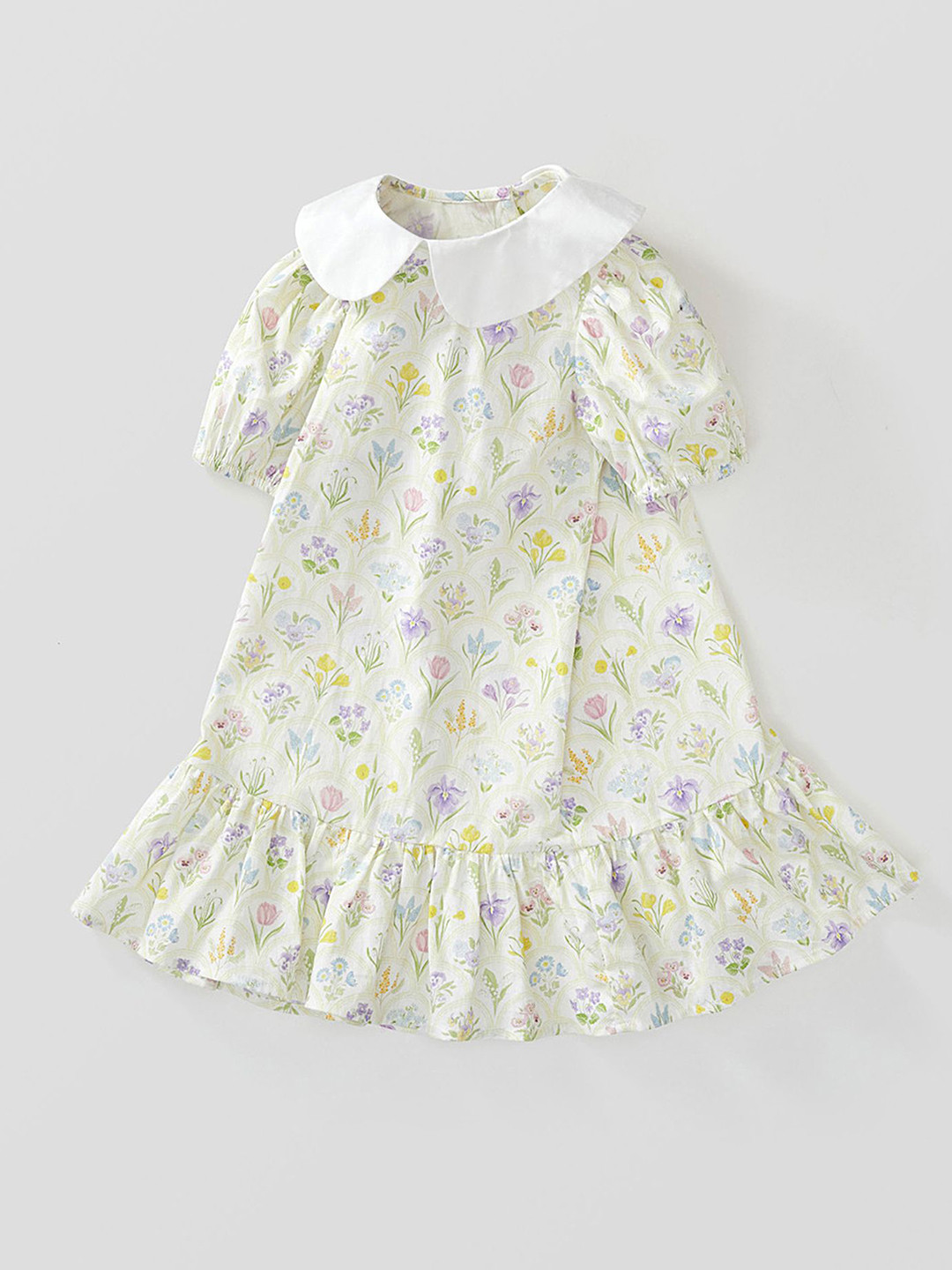 

LULU & SKY Girls Floral Printed A-Line Dress, White
