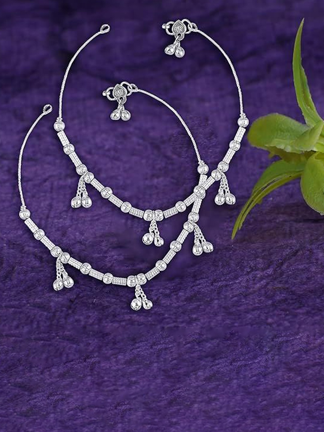 

Heer Collection Set Of 2 Silver-Plated Anklets