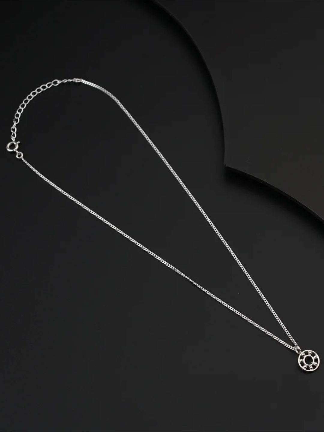 

House of Aadyaa Sterling Silver Silver-Plated Stone Studded Chain