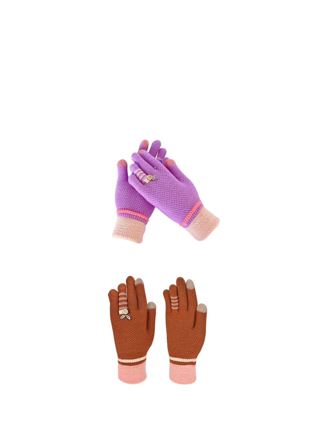 

LOOM LEGACY Women Pack of 2 Acrylic Touchscreen Gloves, Purple