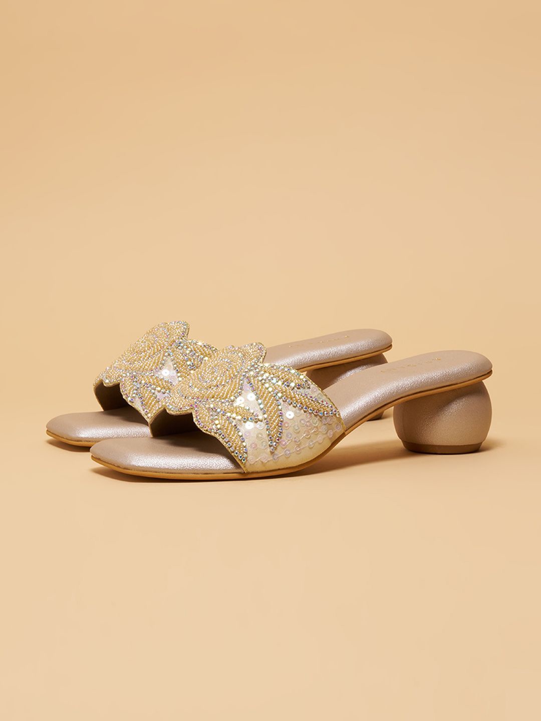 

ERIDANI Gul Embroidered Heels, Gold