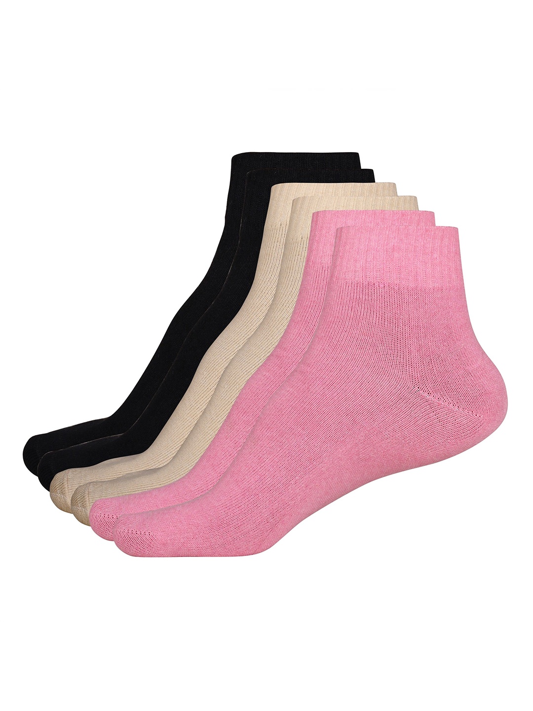 

WYSE Women Pack Of 3 Cotton Ankle-Length Socks, Black