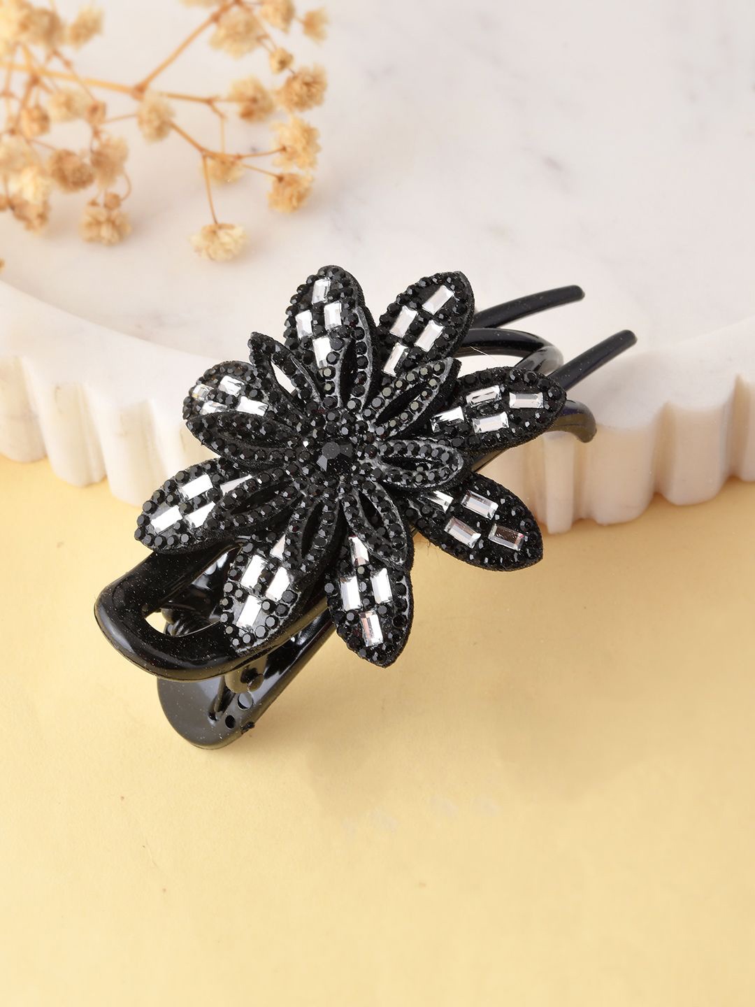

Silvermerc Designs Women Embellished Claw Clip, Black