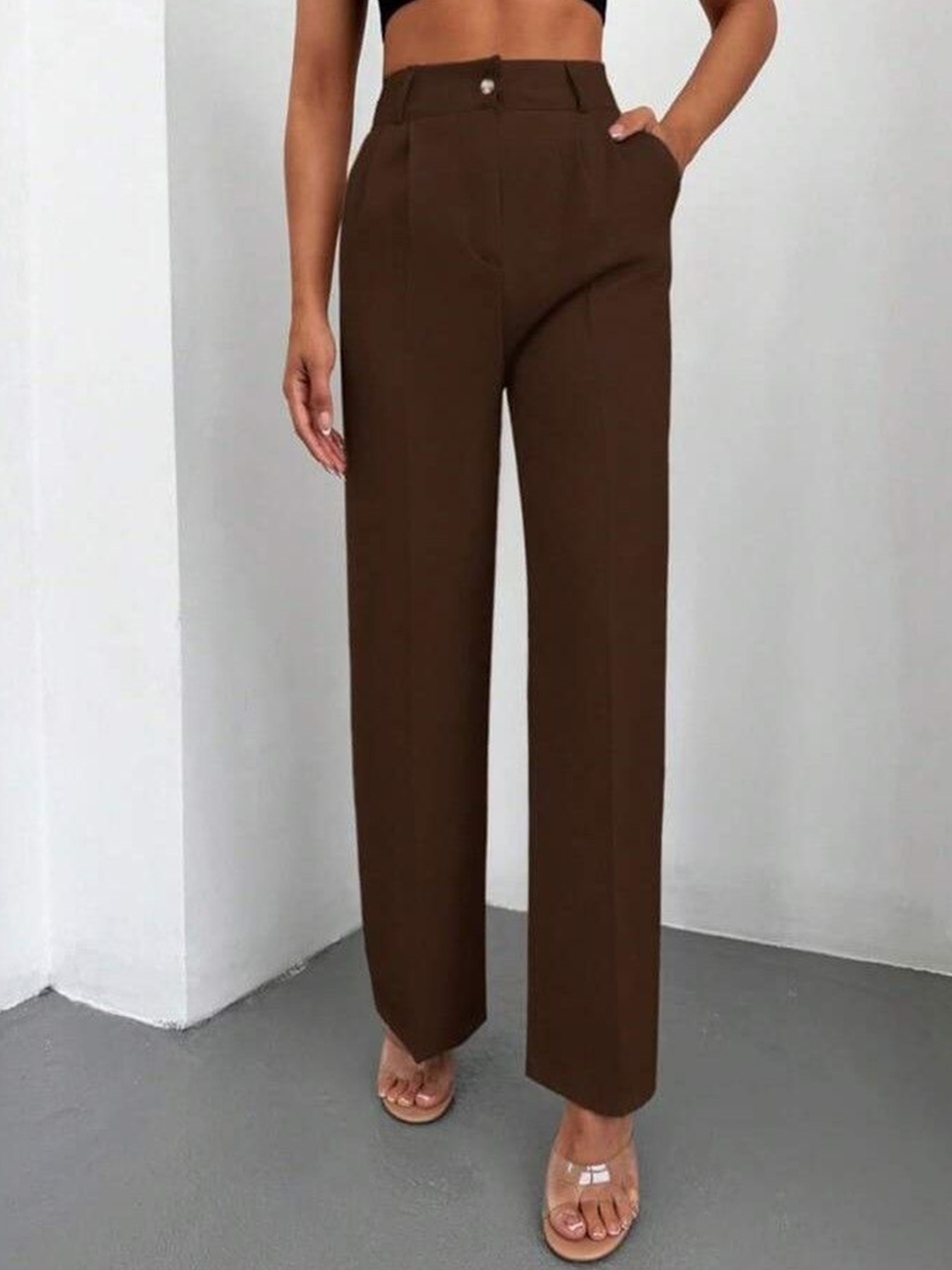 

BROADSTAR Women Pleated Korean Pants, Tan
