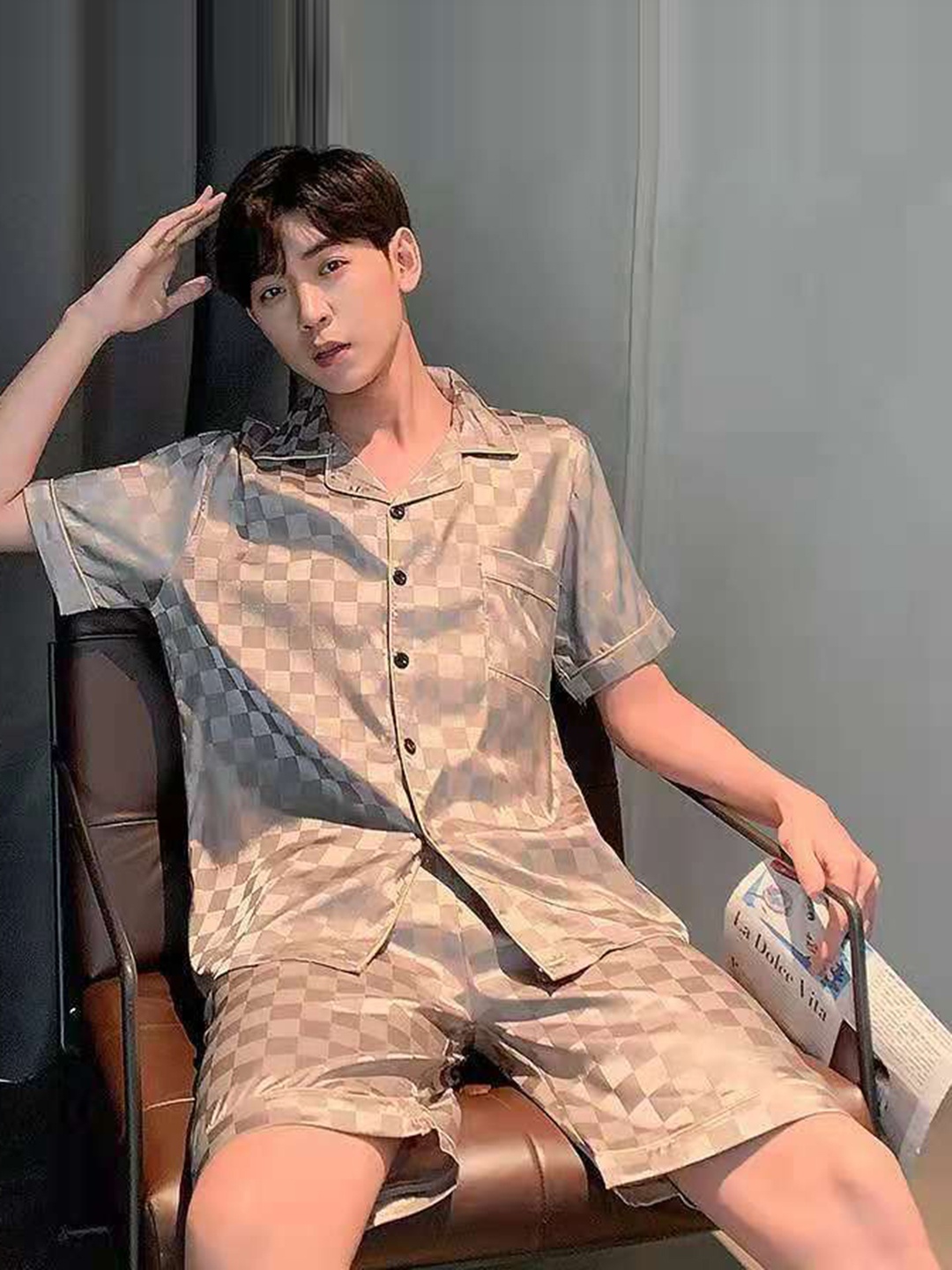 

StyleCast Printed Shirt & Shorts Co-Ords Set, Brown