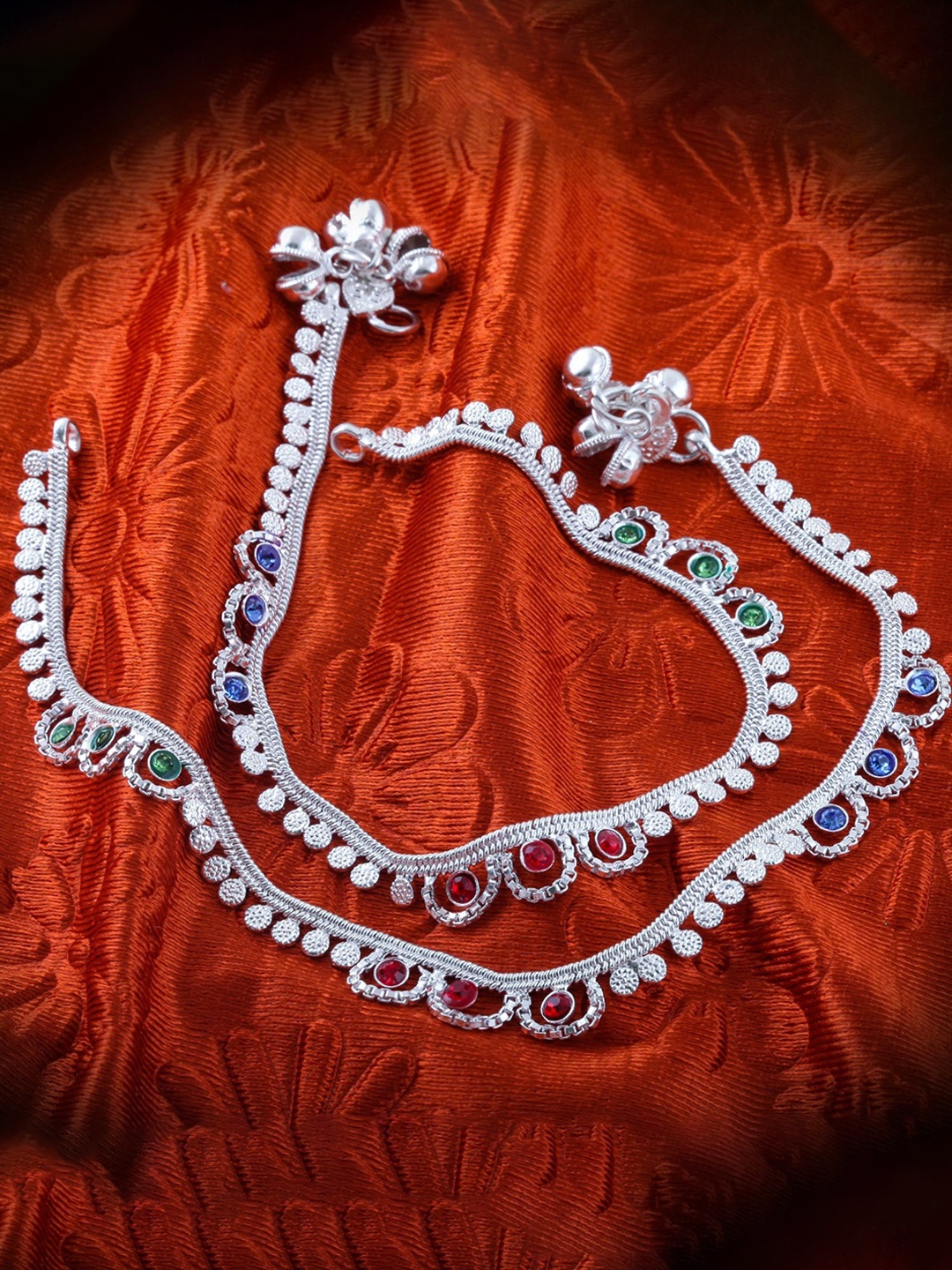 

Heer Collection Set Of 2 Silver-Plated Anklets
