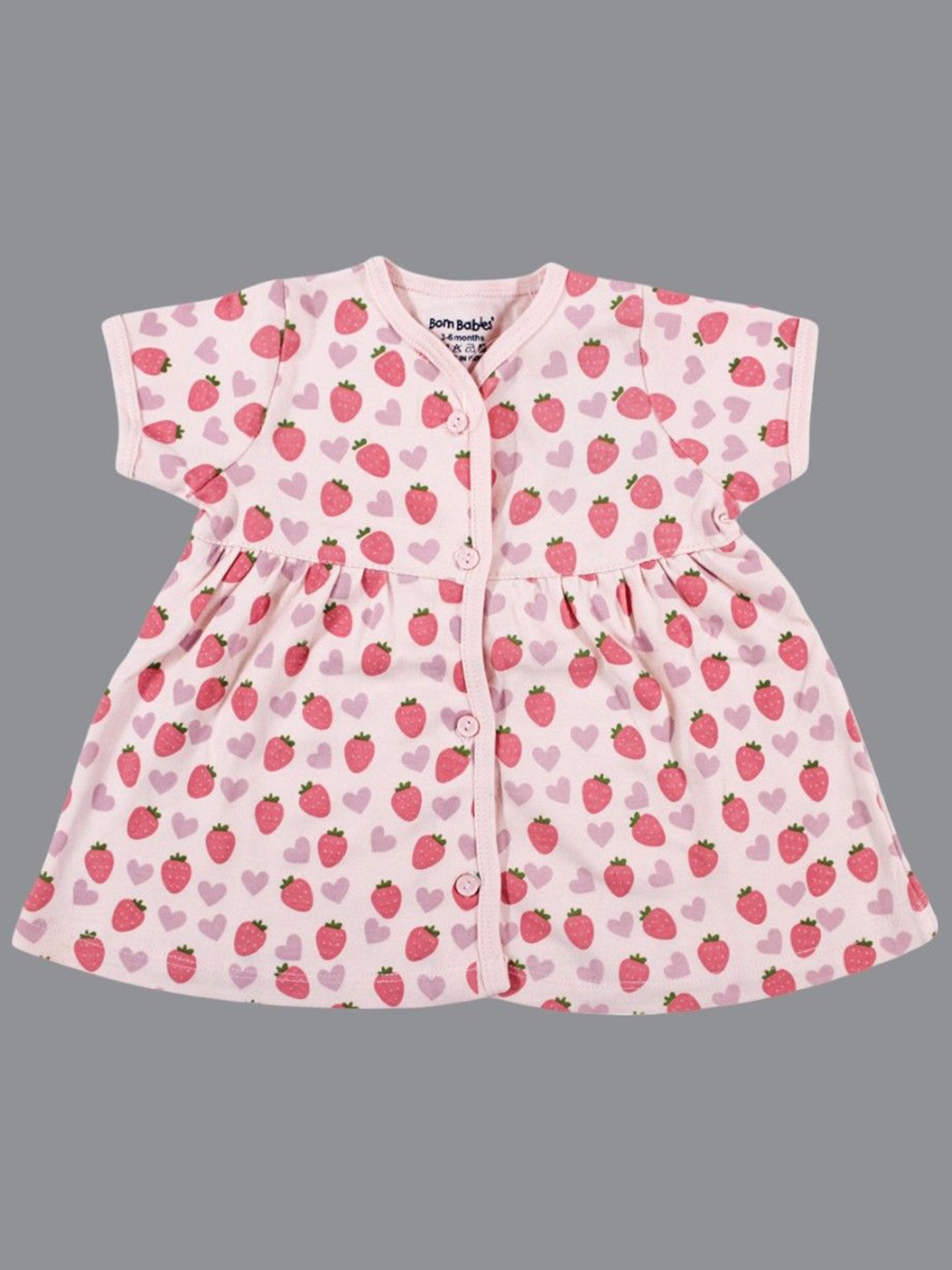 

Born Babies Girl Print A-Line Dress, Pink