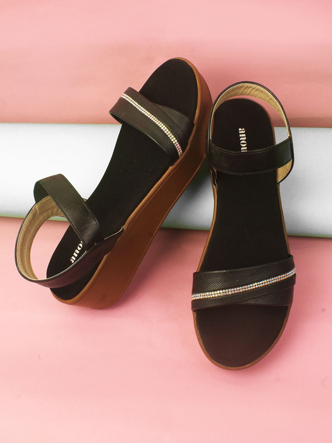 

Anouk Women Open Toe Flats, Black