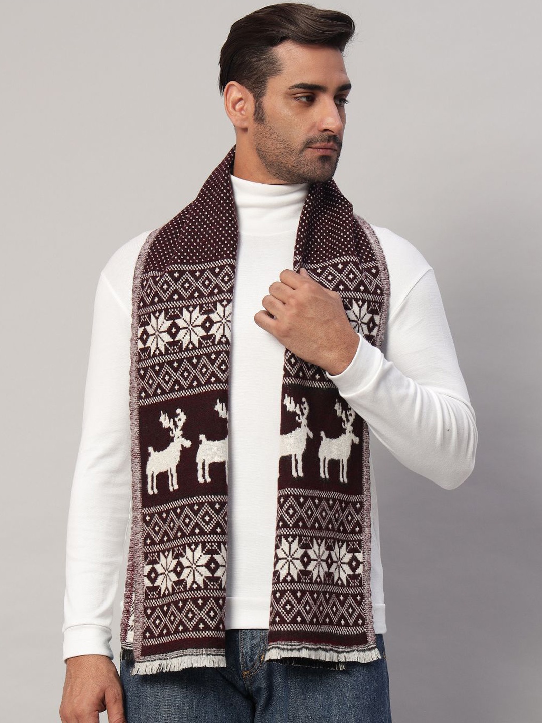 

HANDICRAFT PALACE Men Merino Wool Mufflers, Maroon