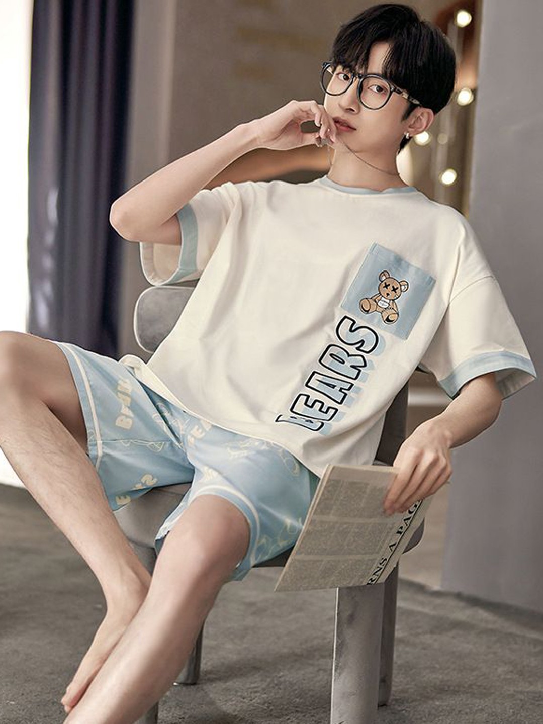 

StyleCast Printed T-Shirt With Shorts Night Suits, Off white