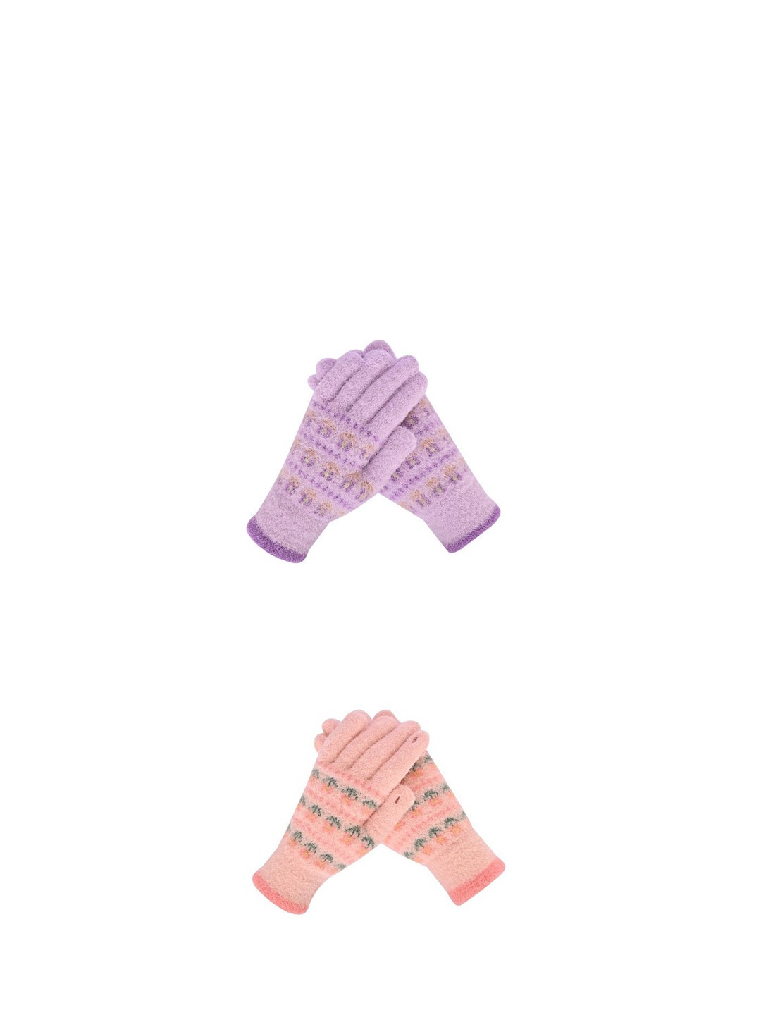 

LOOM LEGACY Women Pack of 2 Patterned Acrylic Touchscreen Winter Gloves, Purple