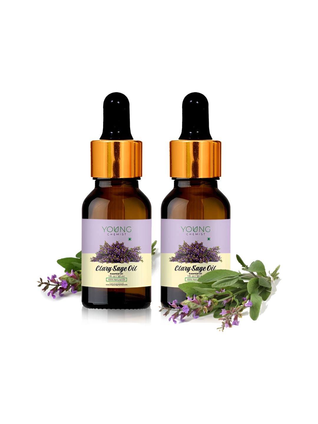 

YOUNG CHEMIST Set Of 2 Clary Sage Essential Oil - 30 ml Each, Brown