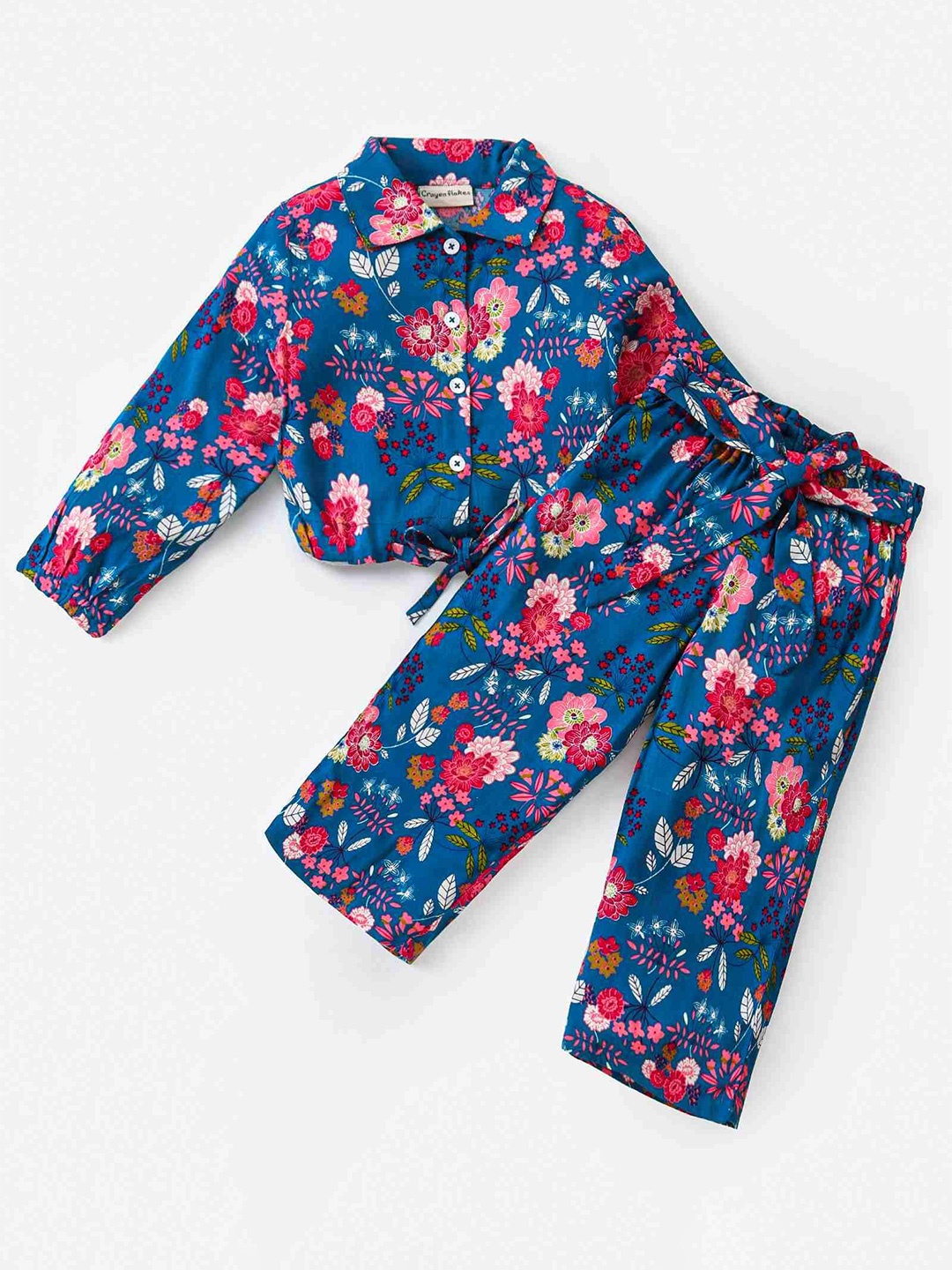 

CrayonFlakes Girls Printed Shirt With Palazzos, Blue