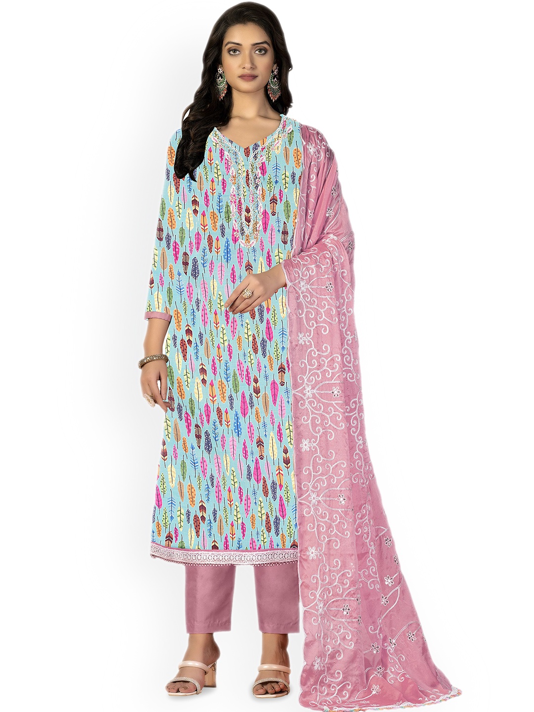 

Maroosh Ethnic Motifs Embroidered Unstitched Dress Material, Pink