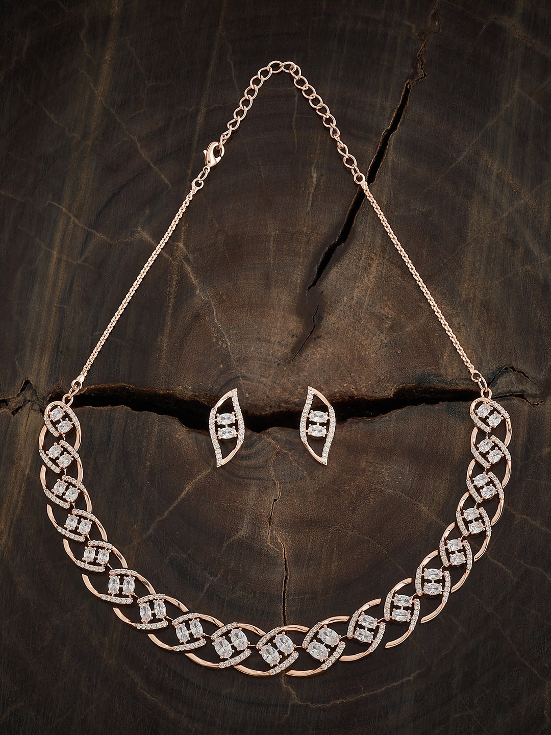 

Kushal's Fashion Jewellery Women Rose Gold-Plated CZ-Studded Jewellery Set