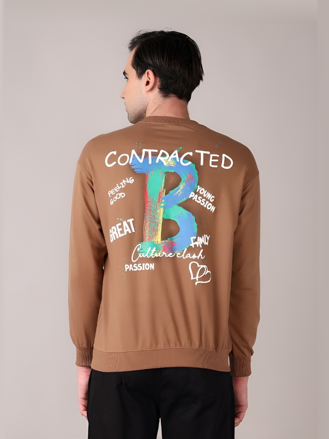 

V-Mart Men Typography Printed T-shirt, Camel brown