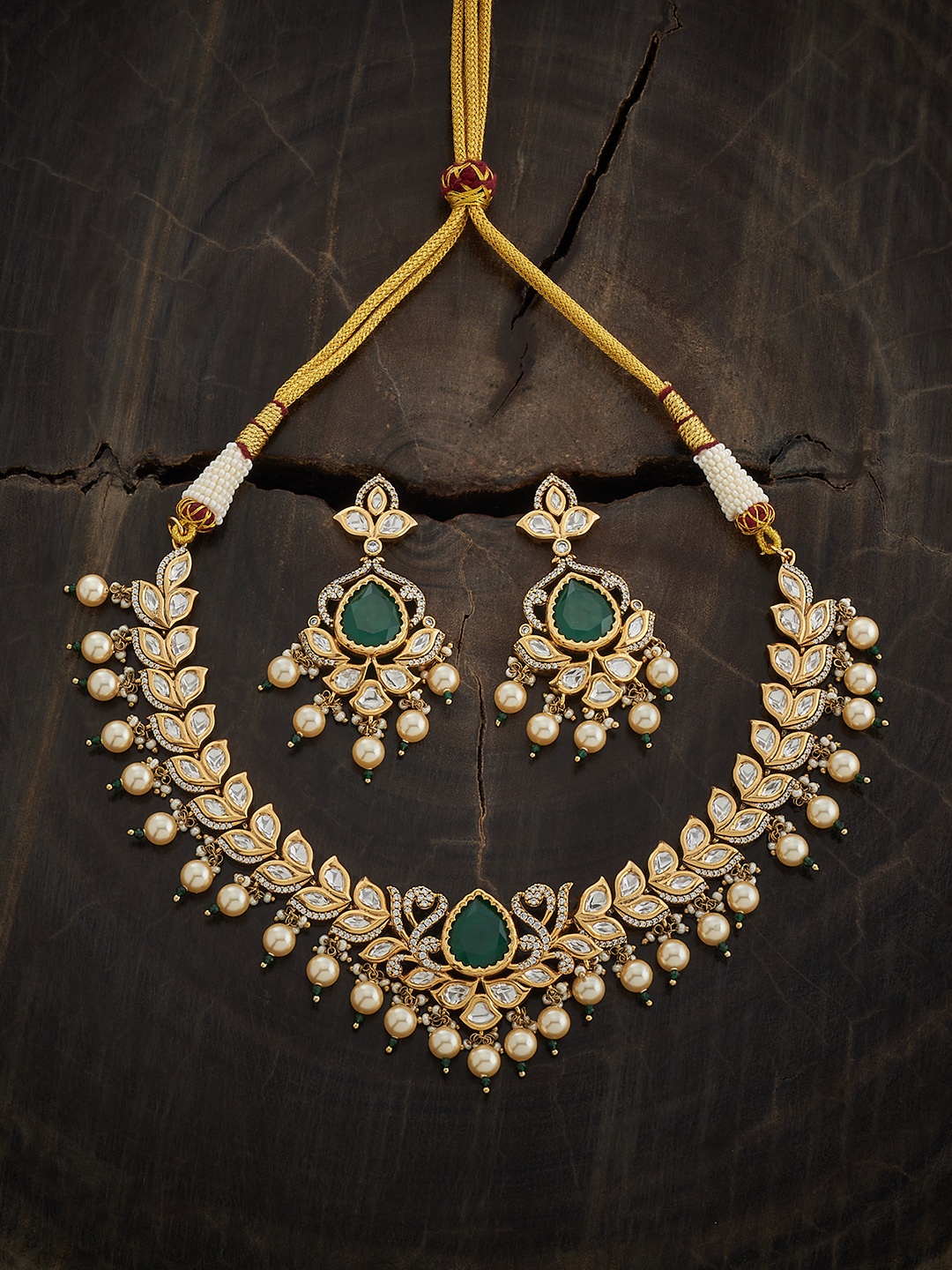 

Kushal's Fashion Jewellery Women Kundan Studded Jewellery Set, Green