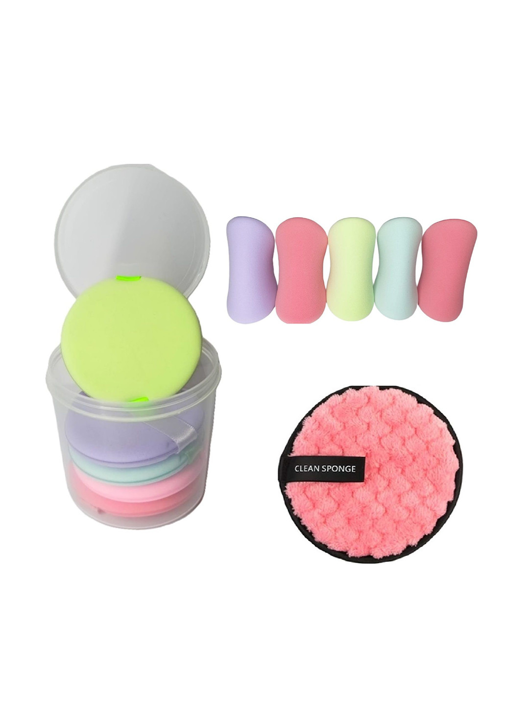 

Facejewel Set Of 8 Powder Puff With Makeup Remover & Triangle Puff, Multi