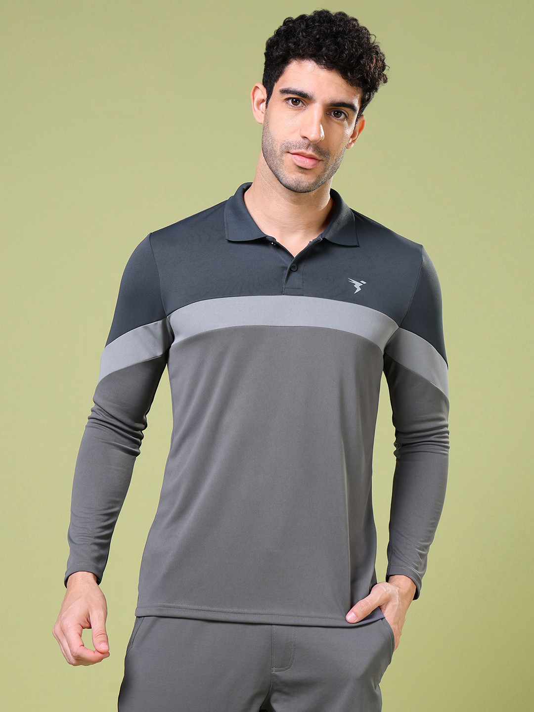 

Technosport Men Polo Collar Anti Static Slim Fit T-shirt, Grey