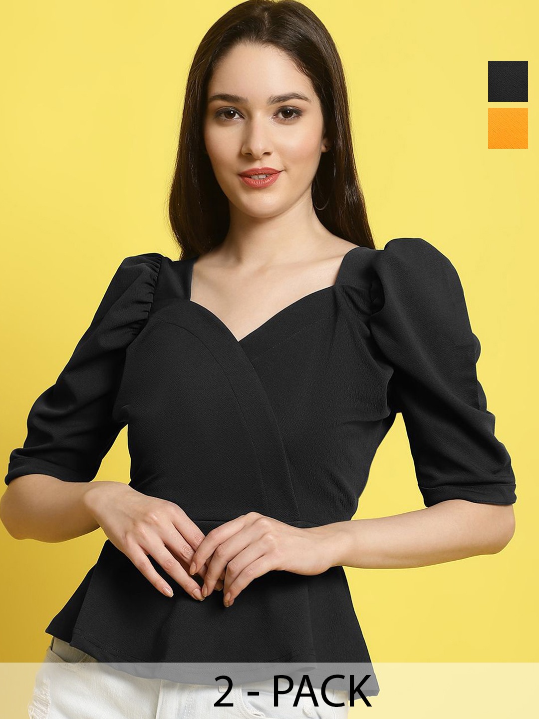 

Metronaut Women Pack of 2 Valentino Top, Black