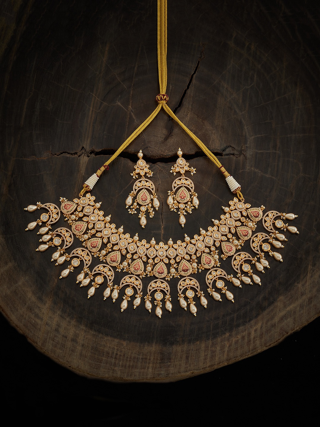 

Kushal's Fashion Jewellery Women Kundan Studded & Beaded Jewellery Set, White