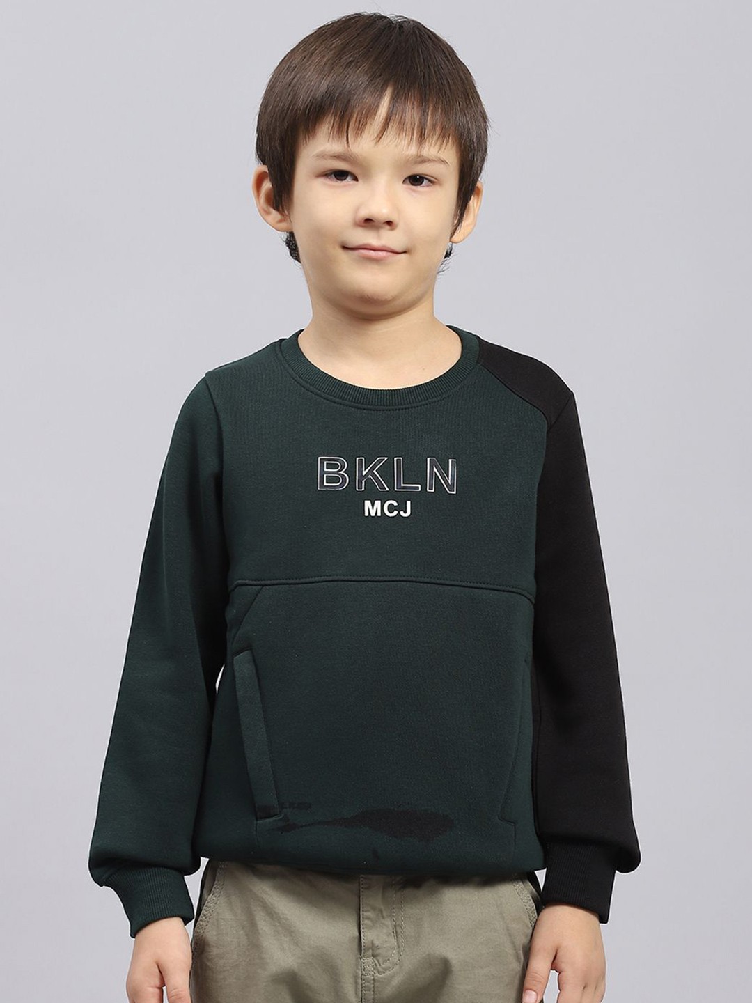 

Monte Carlo Boys Pullover Typography Printed Cotton Sweatshirt, Green