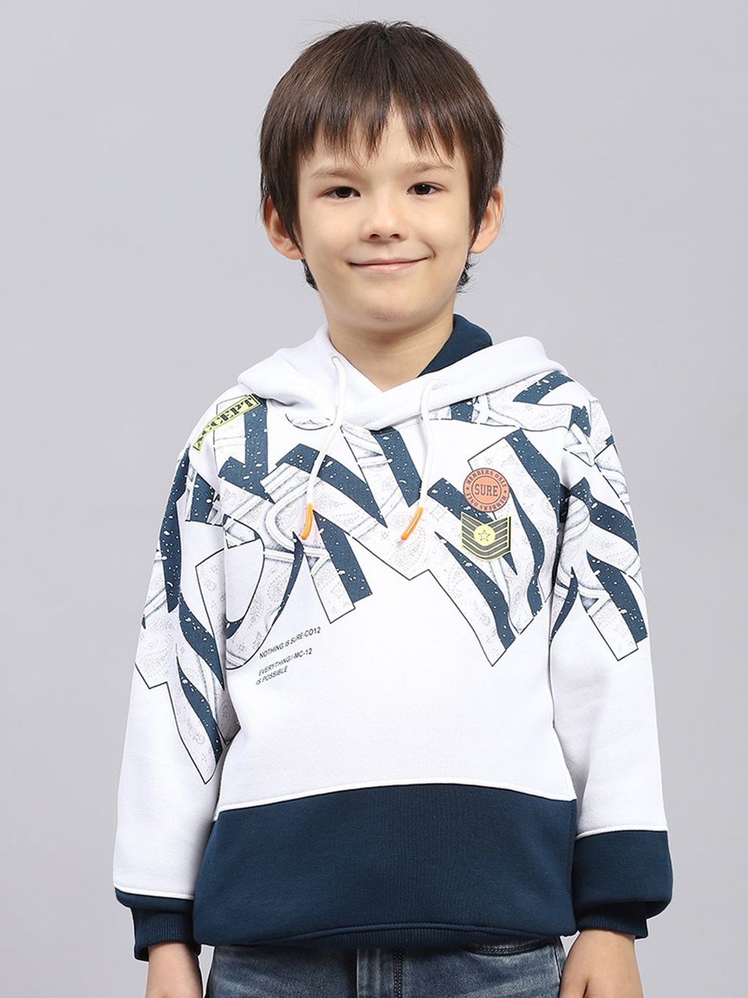 

Monte Carlo Boys cotton Winter Hooded Sweatshirt, White