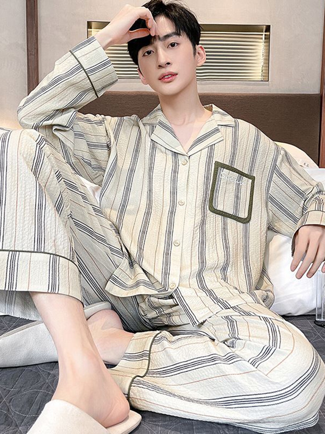 

StyleCast Men Printed Shirt With Pyjama Night Suit, Off white