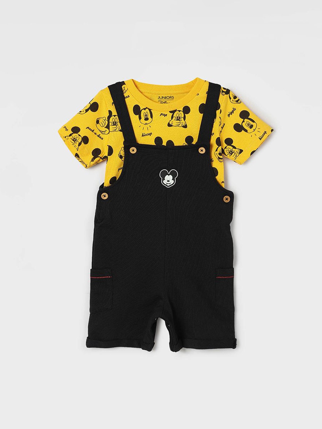 

Juniors by Lifestyle Boys Printed Cotton Round Neck Short Sleeves Dungaree With T-Shirt, Black