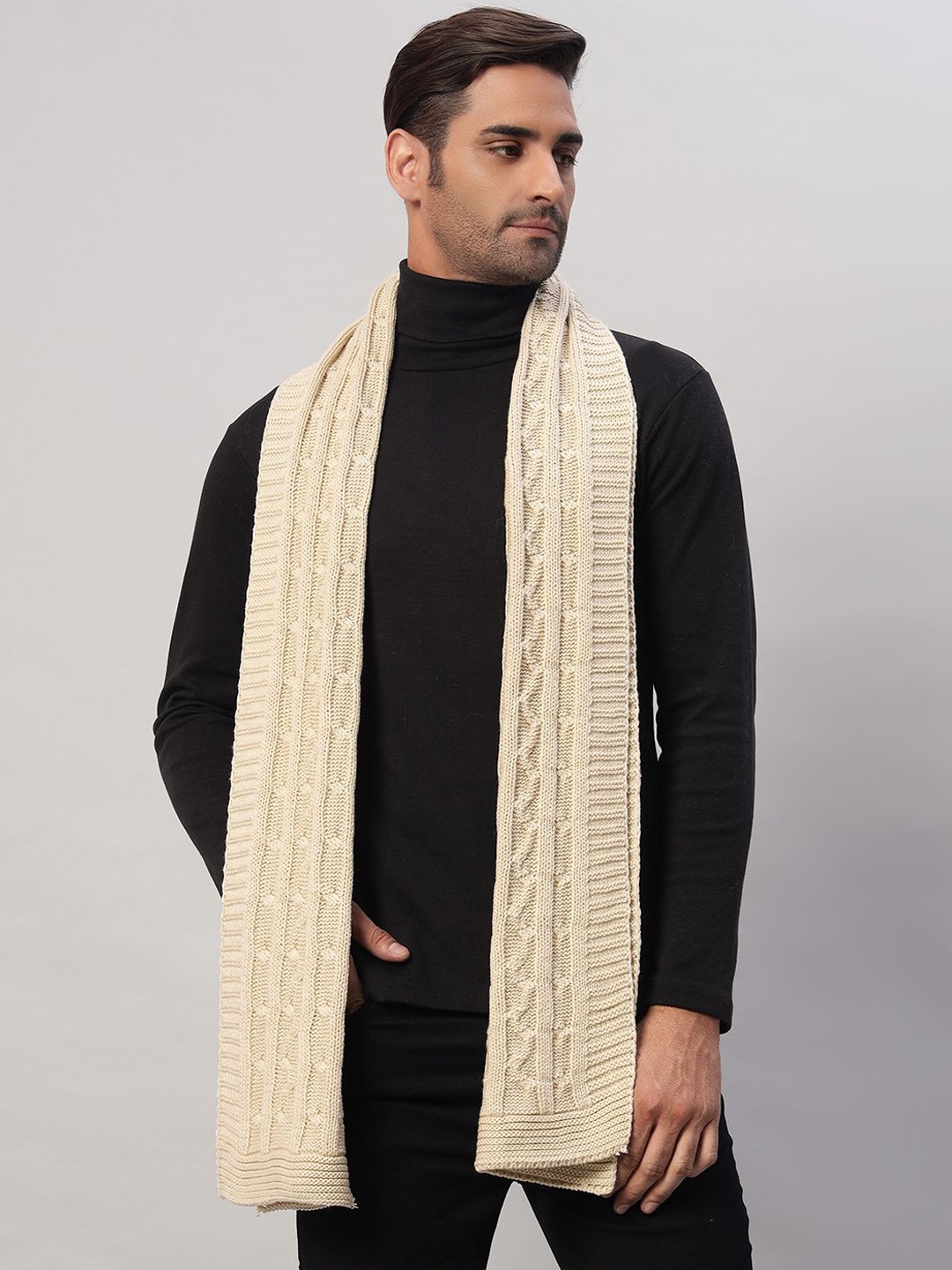 

HANDICRAFT PALACE Men Merino Wool Mufflers, Beige