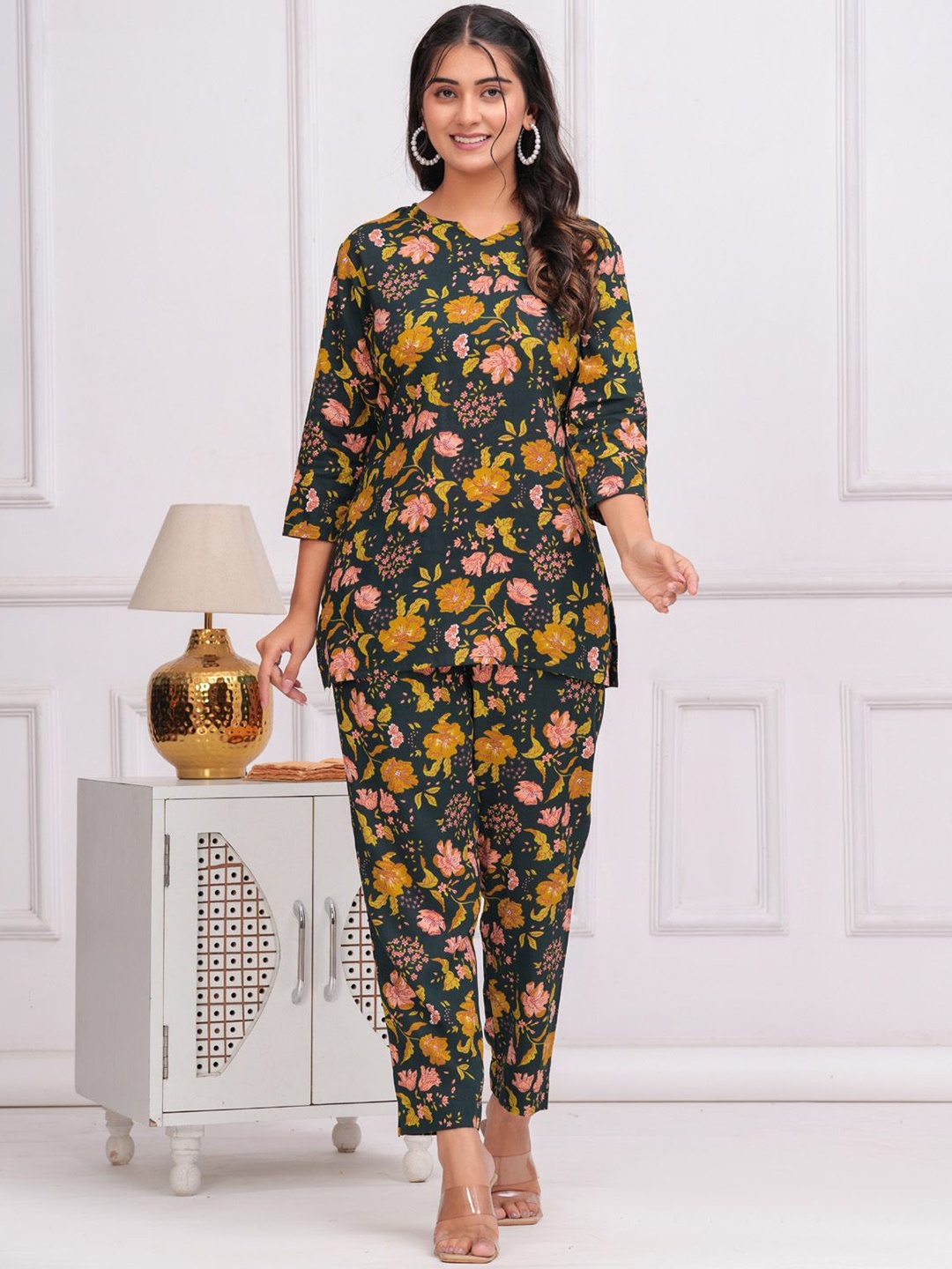 

BAESD Floral Printed Tunic & Trouser, Green