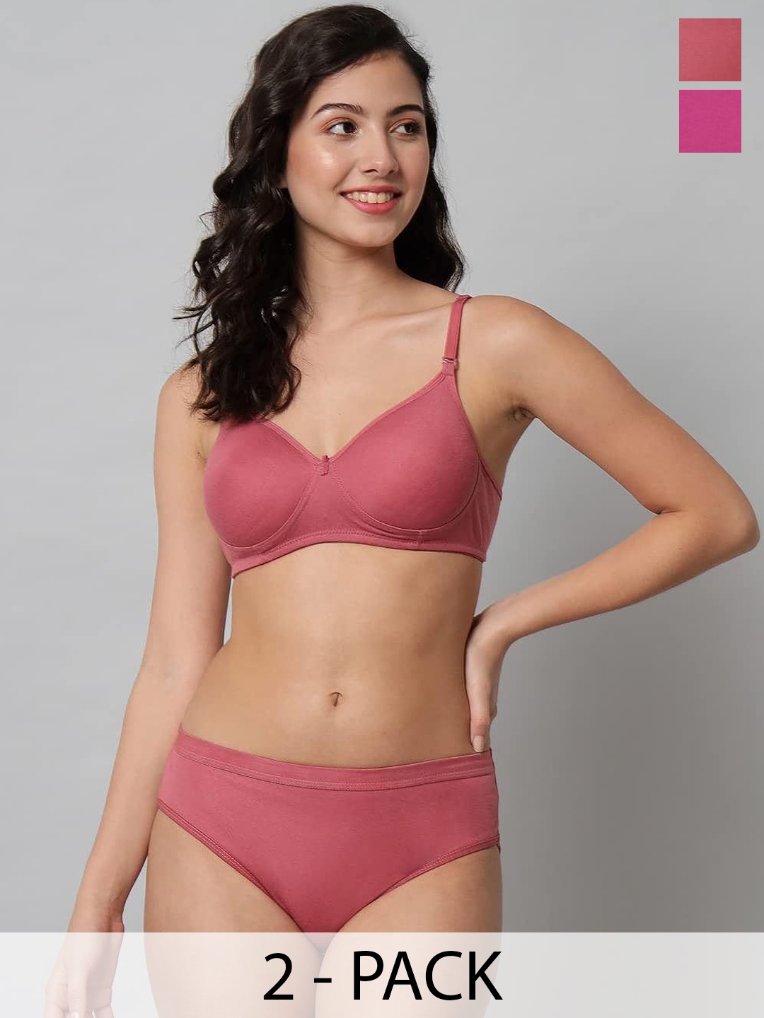 

Designer Bugs Women Pack Of 2 Lightly Padded Lingerie Set, Purple