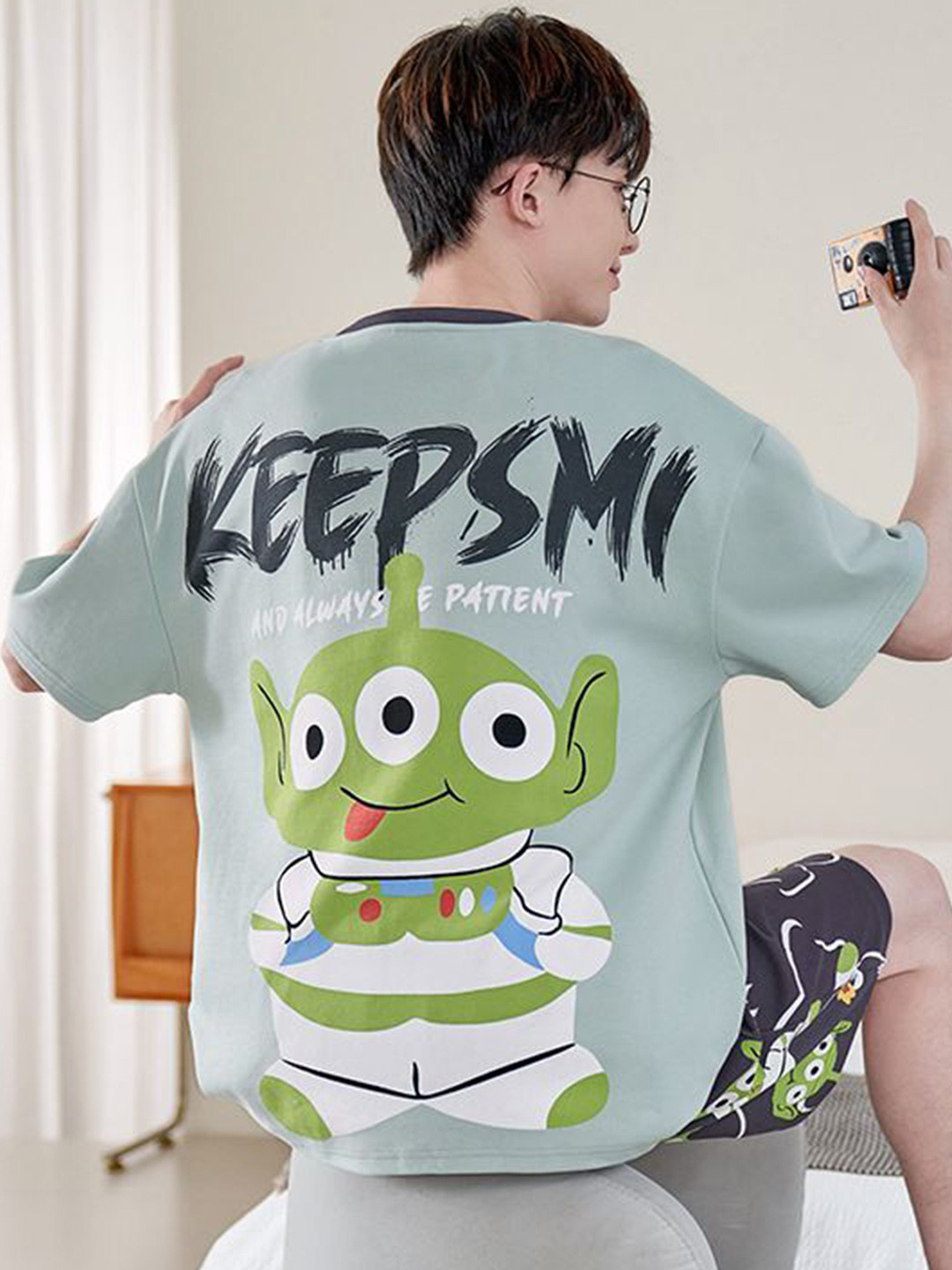 

StyleCast Printed T-Shirt & Shorts Night Suits, Green