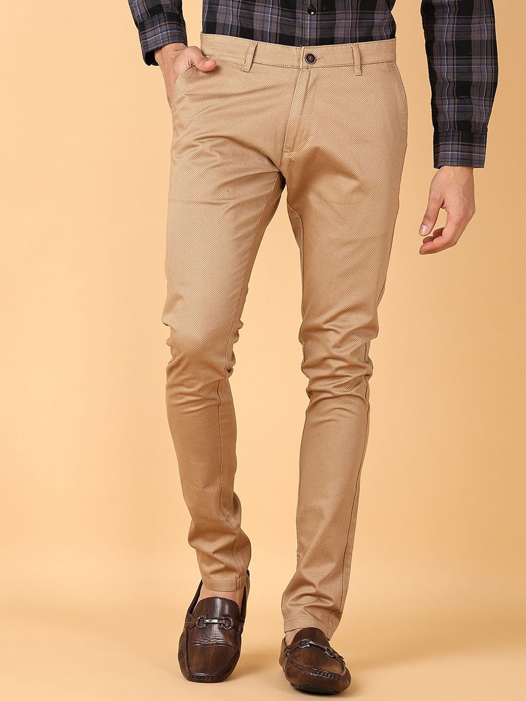 

V-Mart Men Chinos Regular Fit Trousers, Khaki