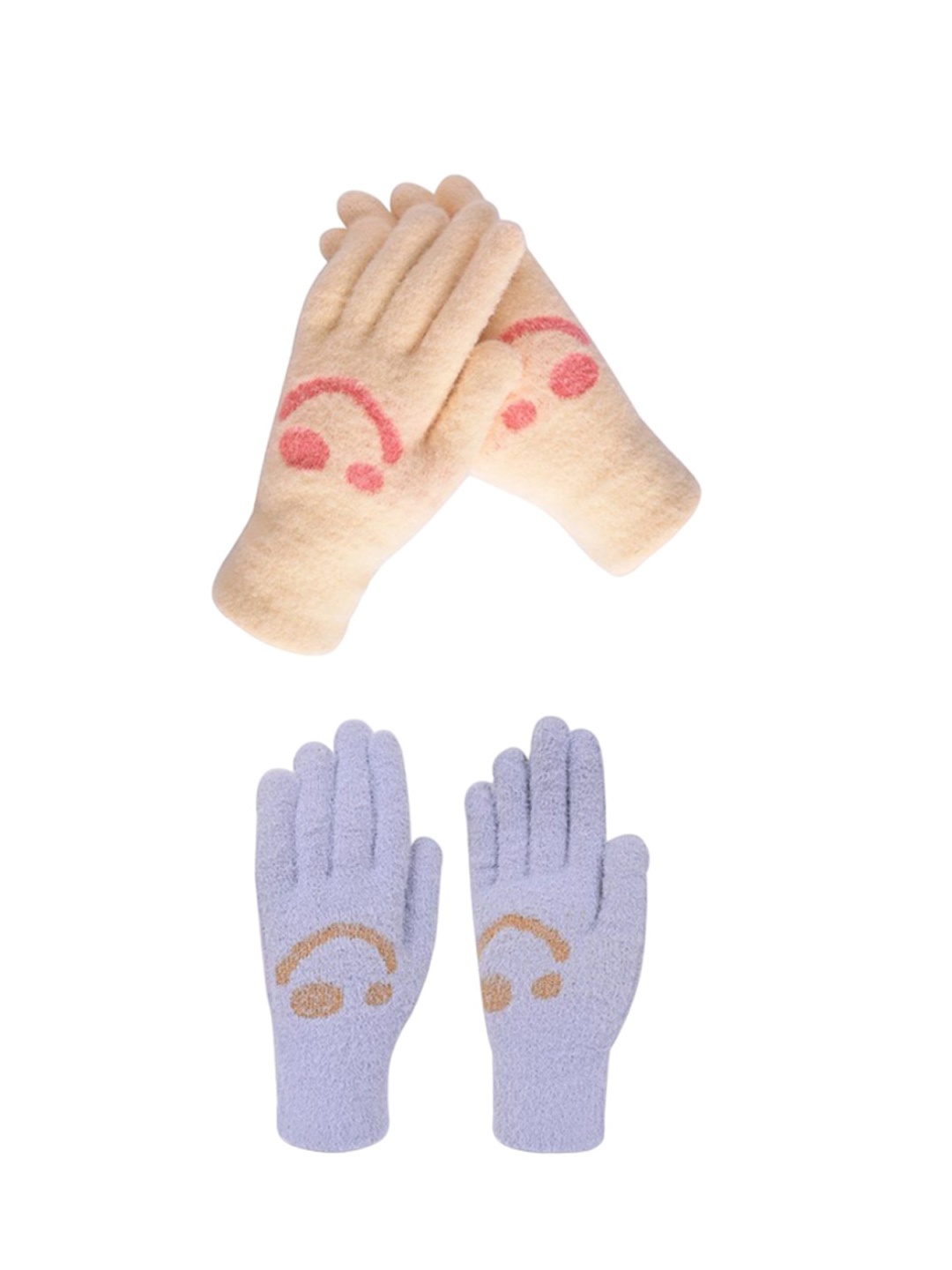 

LOOM LEGACY Women Pack of 2 Patterned Acrylic Touchscreen Gloves, Lavender