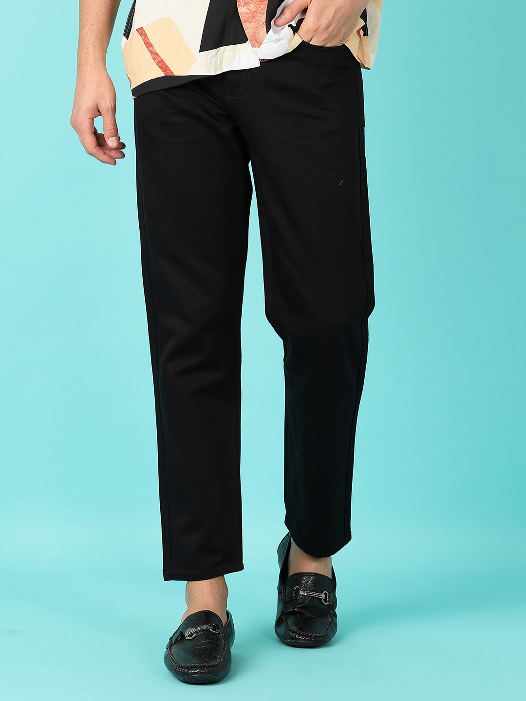 

V-Mart Solid Chinos Cotton Trousers, Black