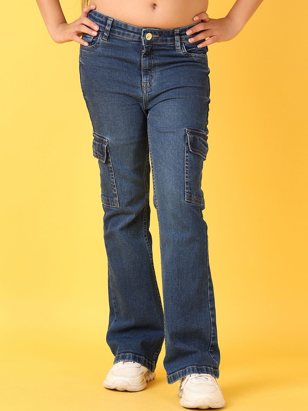 

V-Mart Girls Cotton Relaxed Fit Stretchable Jeans, Blue