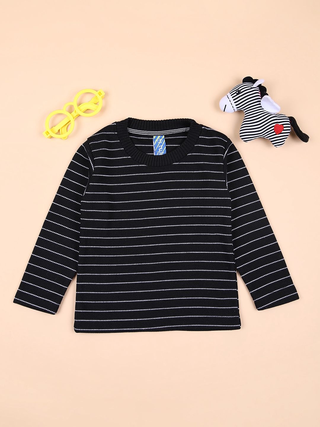 

V-Mart Boys Striped Round Neck Sweater Pullover, Black