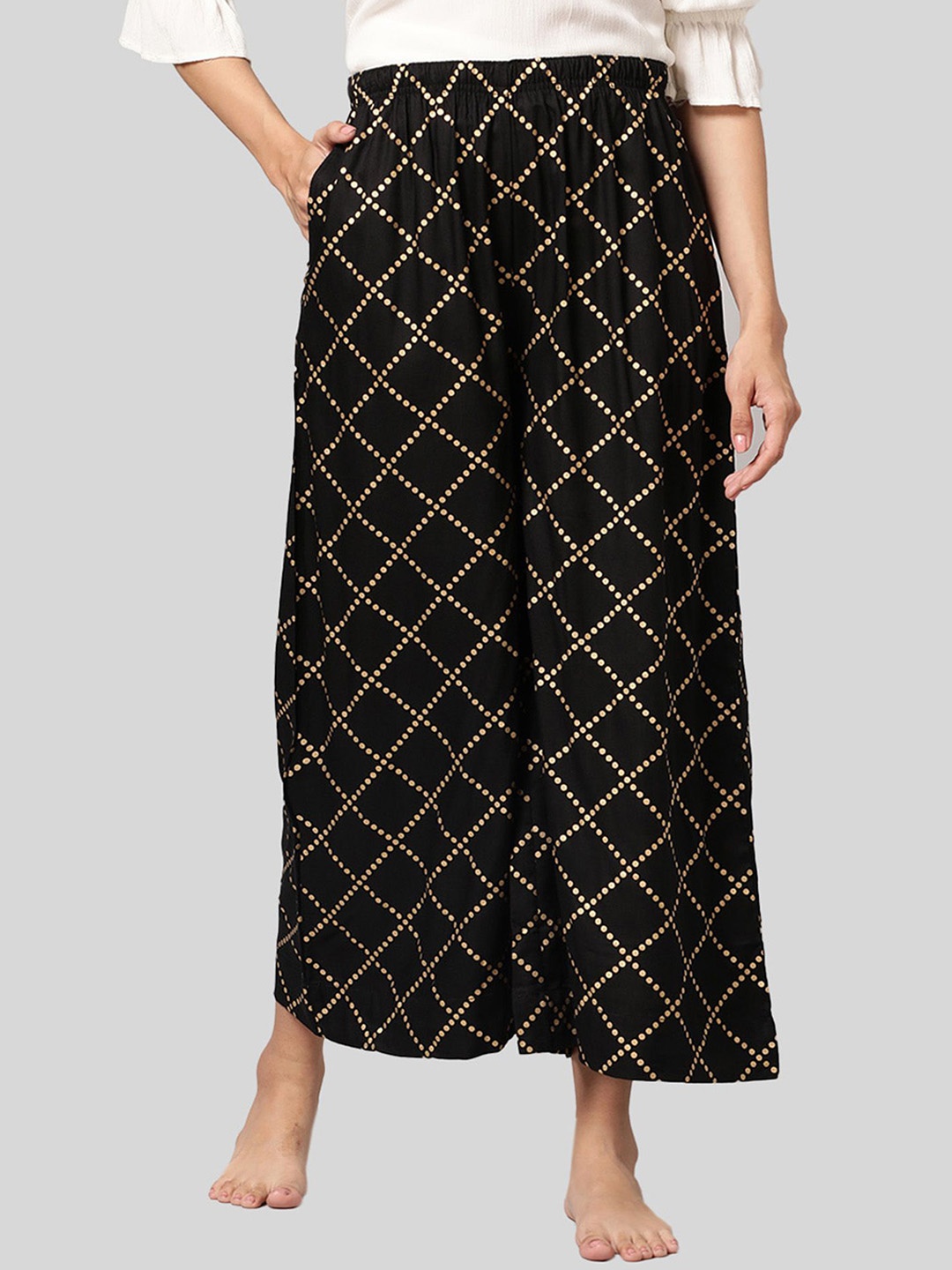 

Kryptic Women Printed Flared Lounge Pants, Black
