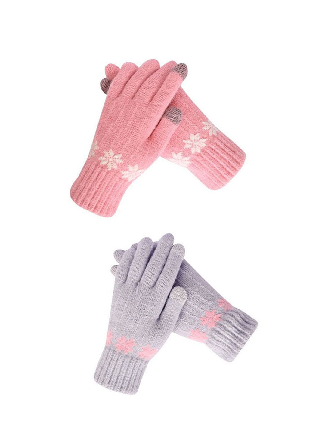

LOOM LEGACY Women Patterned Acrylic Touchscreen Gloves, Pink