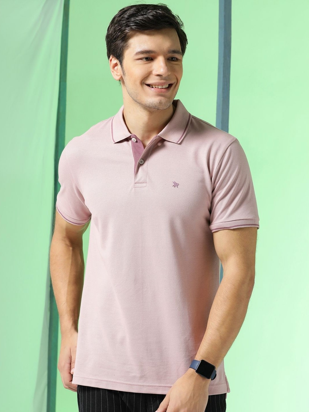 

Markle Moro Men Solid Polo Collar Cotton T-shirt, Pink