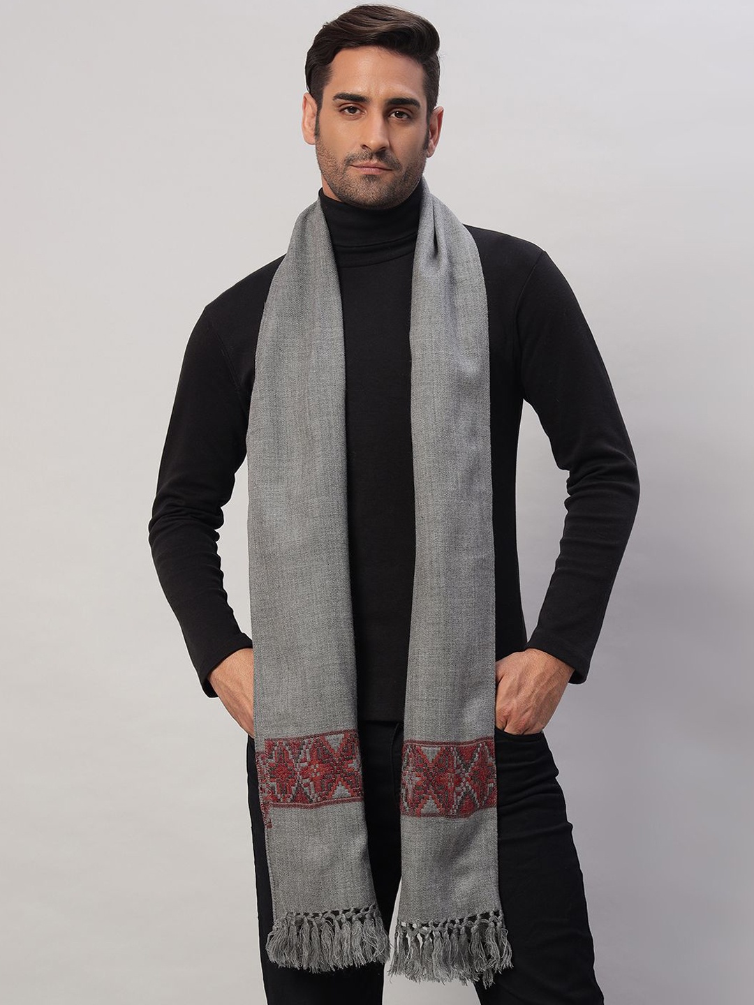 

HANDICRAFT PALACE Men Reversible Winter Kullu Mufflers, Grey