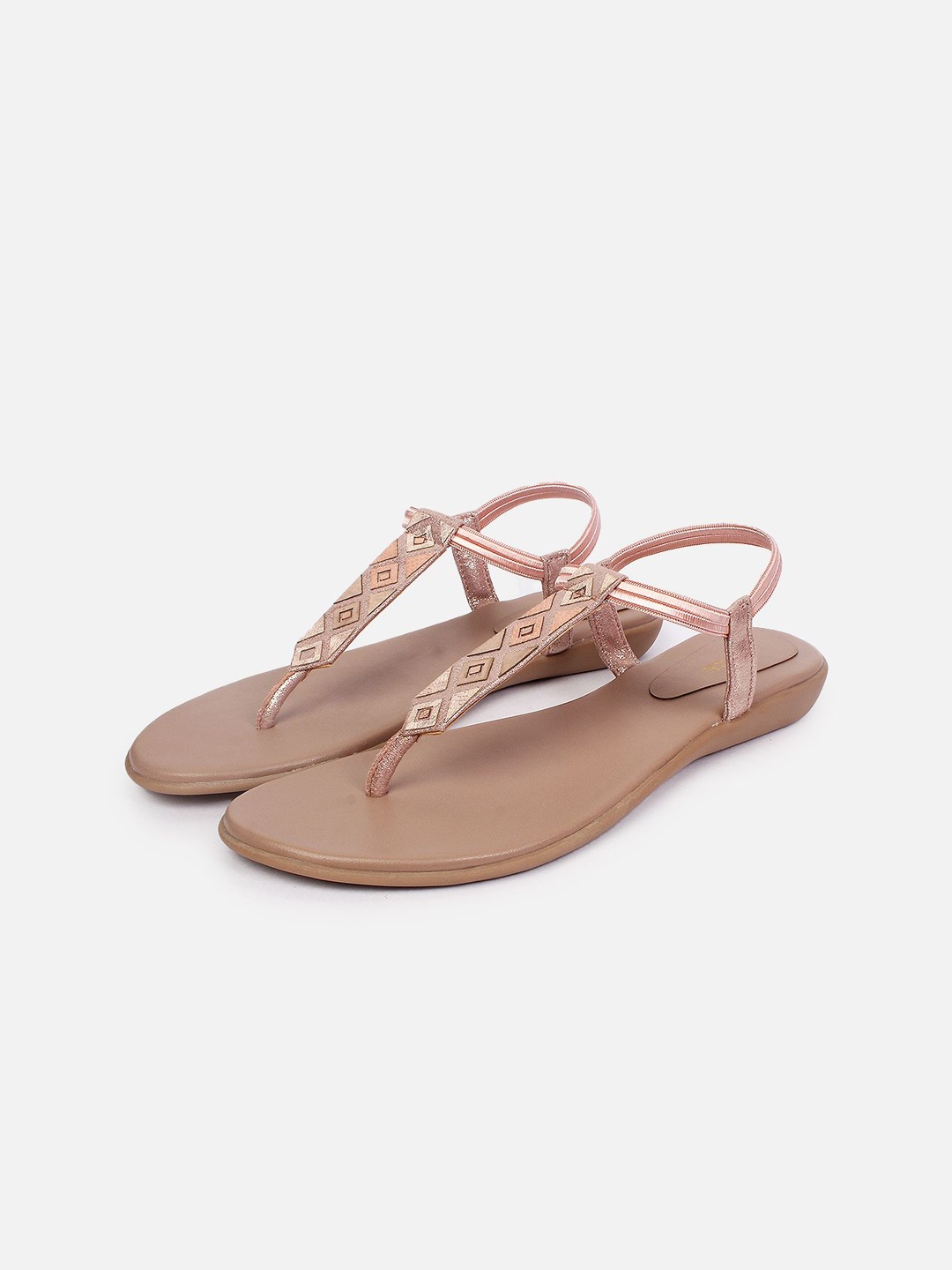 

Anouk Women Nude T-Strap Synthetic Backstrap Open Toe Flats