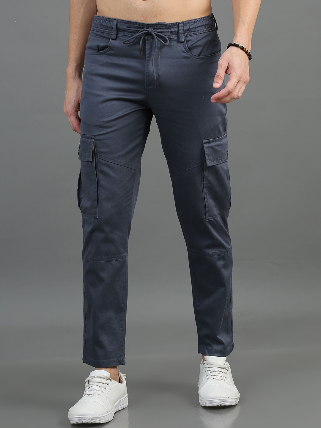 

CARBONN CLOTH Men Cotton Cargos Trousers, Charcoal