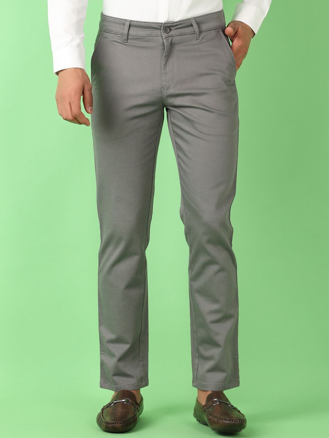 

V-Mart Men Mid-Rise Regular Fit Chinos Trousers, Grey