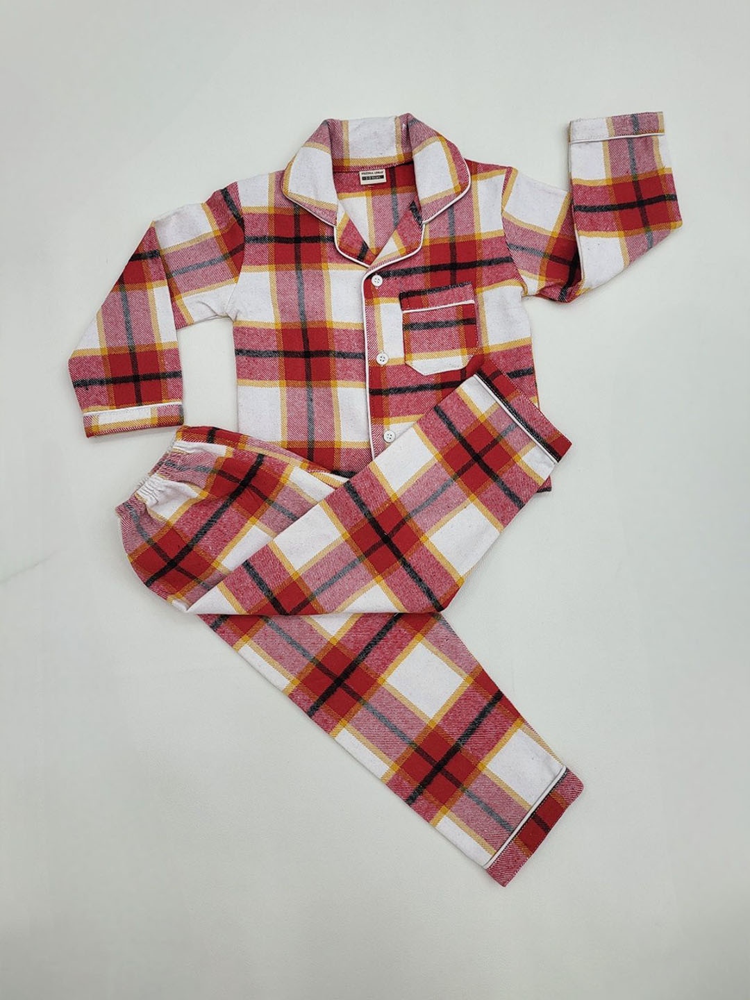 

Freesia Array Kids Checked Night suit, Red