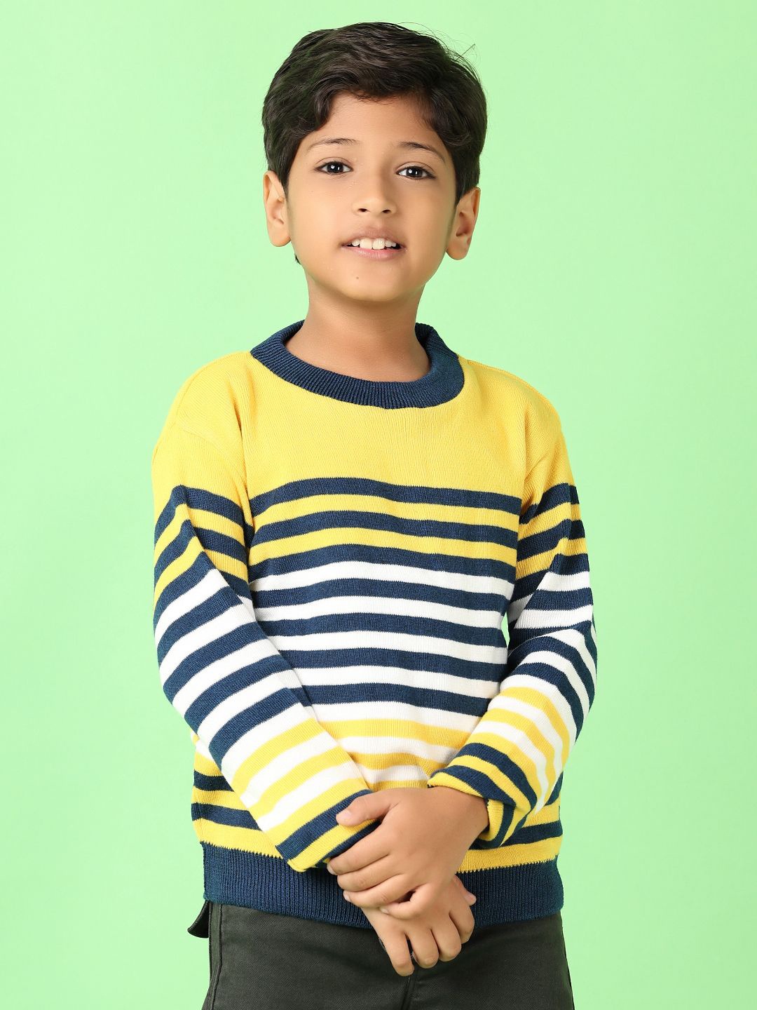 

V-Mart Boys Striped Acrylic Pullover, Yellow