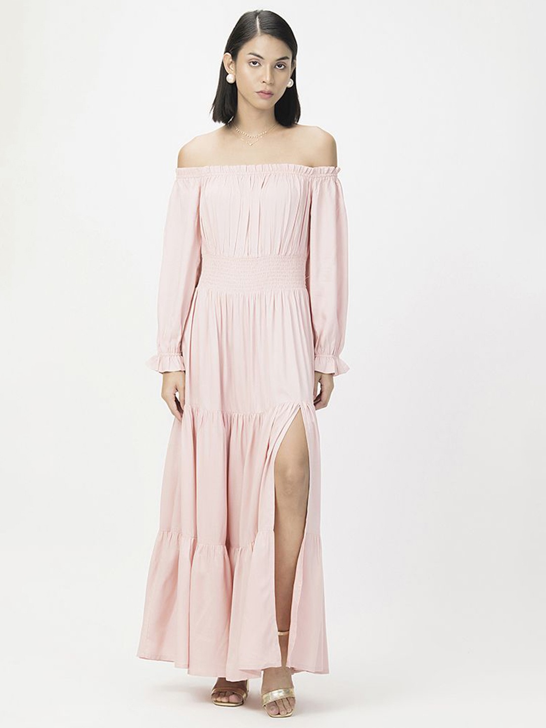 

HOUSE OF S Off-Shoulder Maxi Dress, Pink